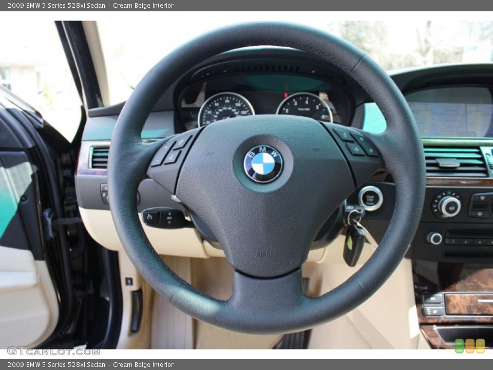 Cream Beige Interior Steering Wheel for the 2009 BMW 5 Series 528xi Sedan #61477023