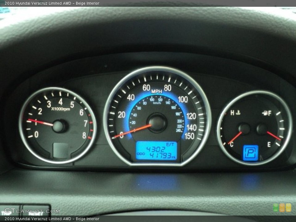 Beige Interior Gauges for the 2010 Hyundai Veracruz Limited AWD #61484490