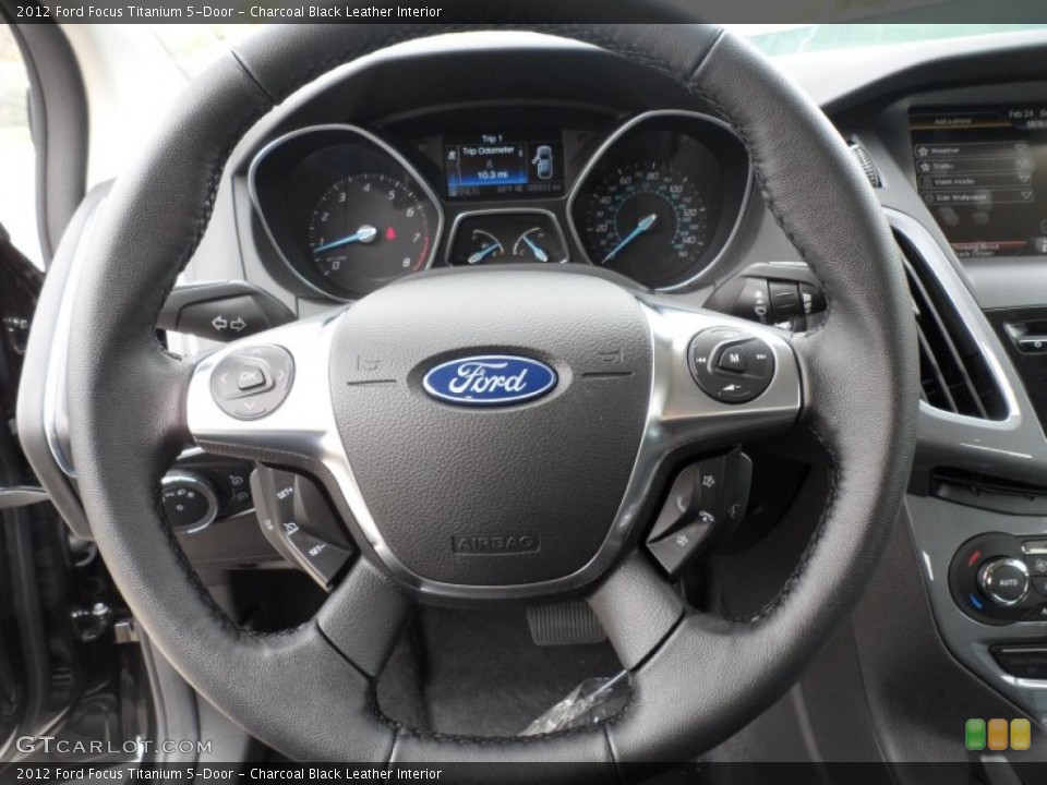 Charcoal Black Leather Interior Steering Wheel for the 2012 Ford Focus Titanium 5-Door #61493163