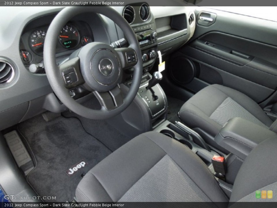 Dark Slate Gray/Light Pebble Beige Interior Prime Interior for the 2012 Jeep Compass Sport #61503550