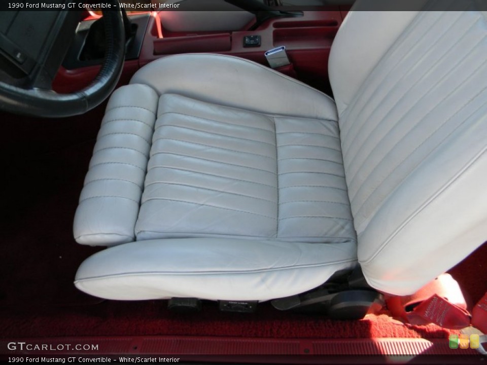 White/Scarlet Interior Front Seat for the 1990 Ford Mustang GT Convertible #61506063
