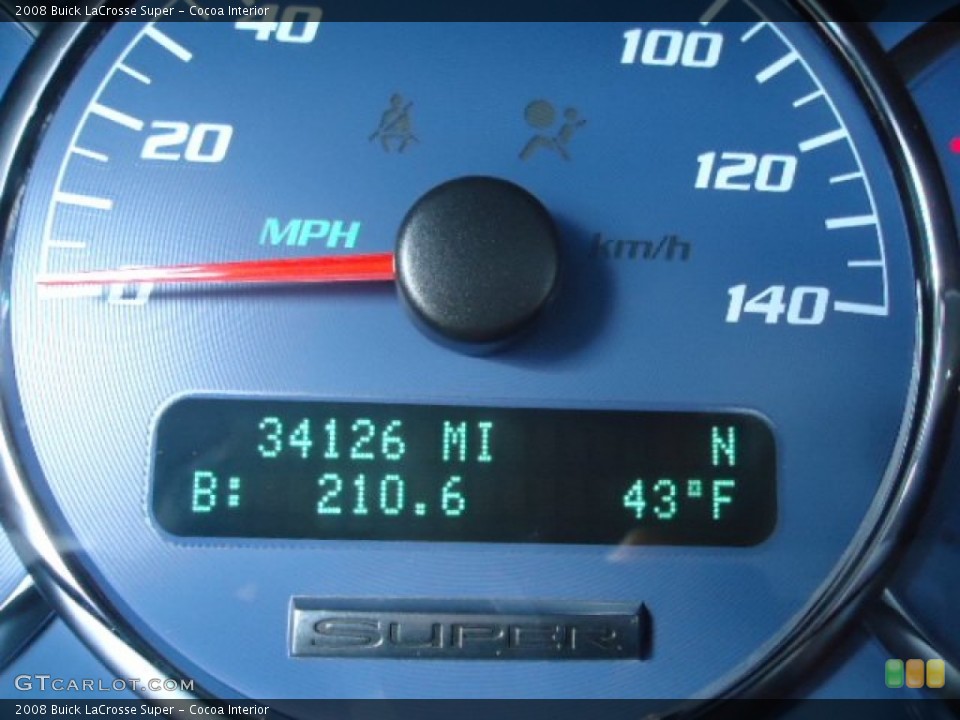 Cocoa Interior Gauges for the 2008 Buick LaCrosse Super #61520827