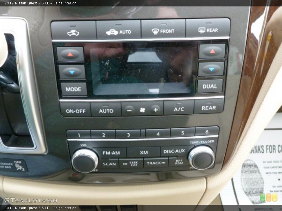 Beige Interior Controls for the 2012 Nissan Quest 3.5 LE #61526554