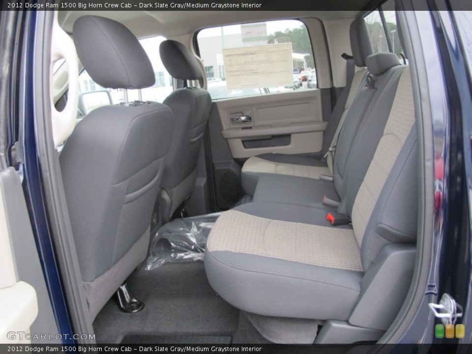 Dark Slate Gray/Medium Graystone Interior Rear Seat for the 2012 Dodge Ram 1500 Big Horn Crew Cab #61539049