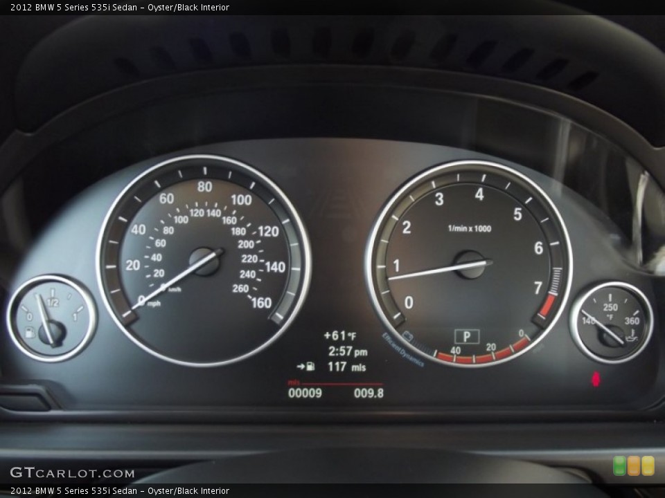 Oyster/Black Interior Gauges for the 2012 BMW 5 Series 535i Sedan #61553522