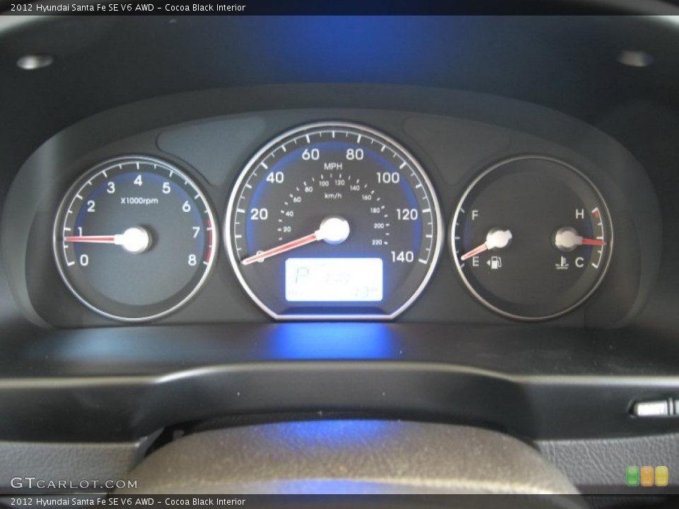 Cocoa Black Interior Gauges for the 2012 Hyundai Santa Fe SE V6 AWD #61556717