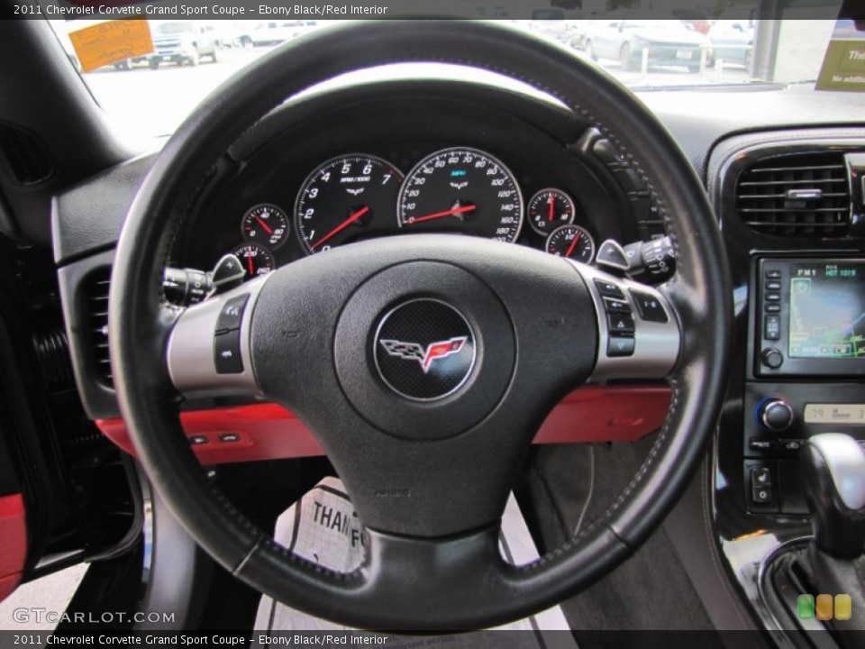 Ebony Black/Red Interior Steering Wheel for the 2011 Chevrolet Corvette Grand Sport Coupe #61575804