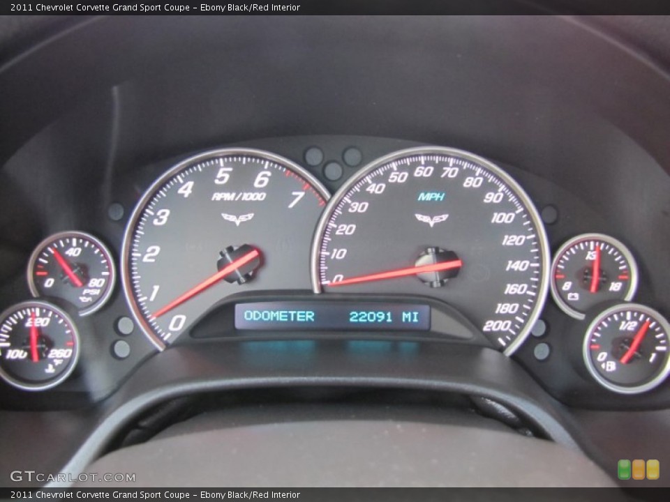 Ebony Black/Red Interior Gauges for the 2011 Chevrolet Corvette Grand Sport Coupe #61575810