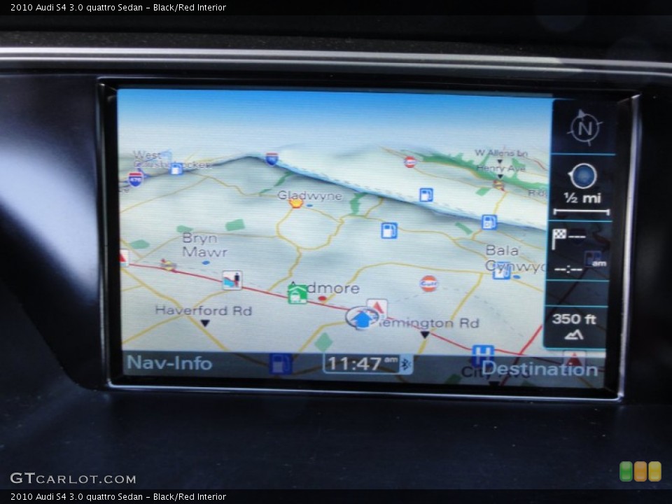 Black/Red Interior Navigation for the 2010 Audi S4 3.0 quattro Sedan #61584319