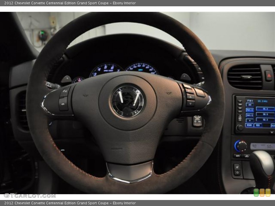 Ebony Interior Steering Wheel for the 2012 Chevrolet Corvette Centennial Edition Grand Sport Coupe #61603575