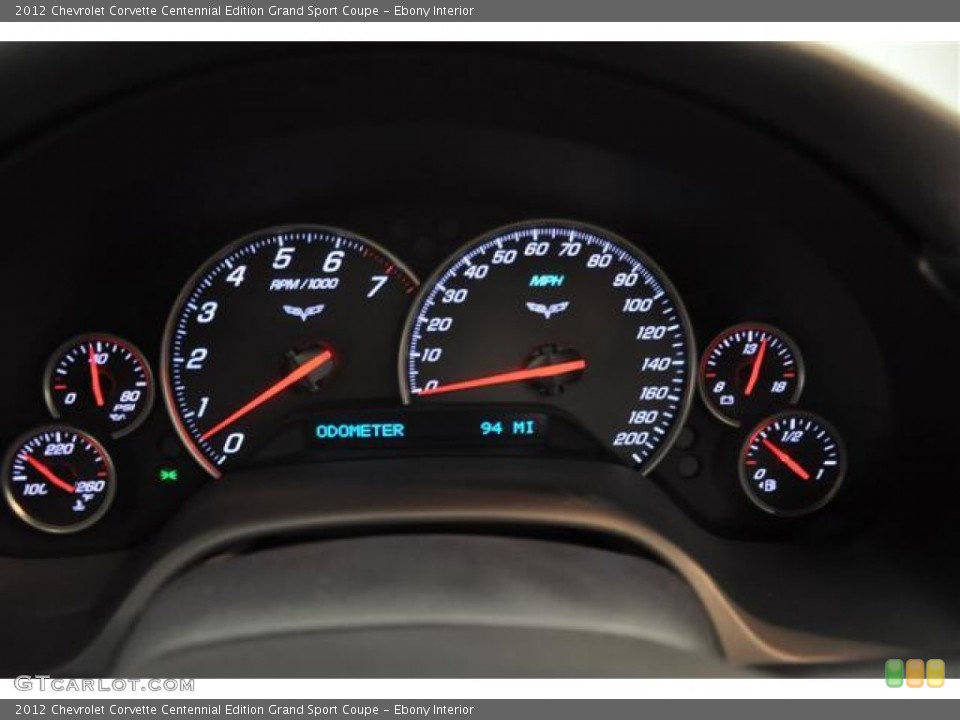 Ebony Interior Gauges for the 2012 Chevrolet Corvette Centennial Edition Grand Sport Coupe #61603584