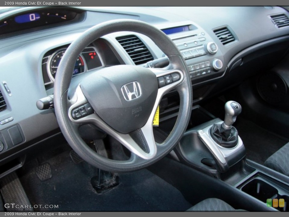 Black Interior Steering Wheel for the 2009 Honda Civic EX Coupe #61607178