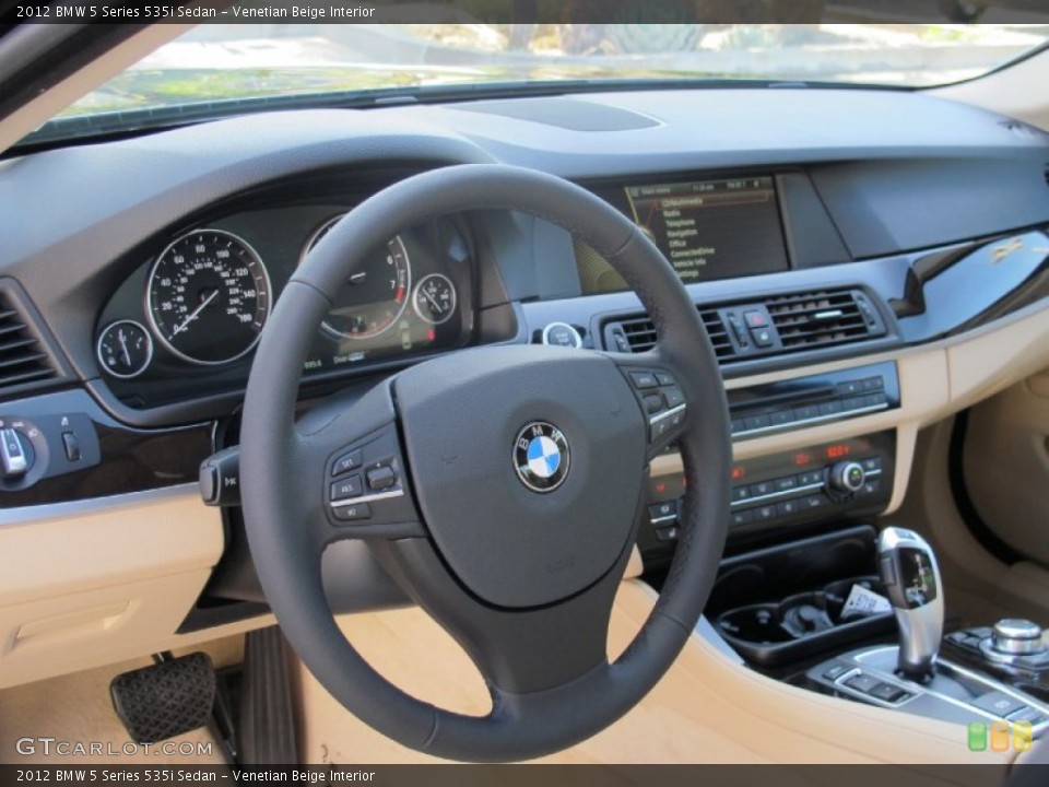 Venetian Beige Interior Steering Wheel for the 2012 BMW 5 Series 535i Sedan #61609161