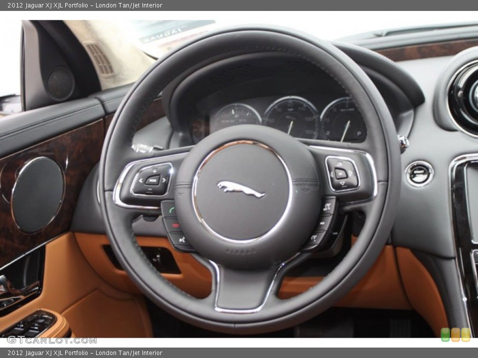 London Tan/Jet Interior Steering Wheel for the 2012 Jaguar XJ XJL Portfolio #61640906