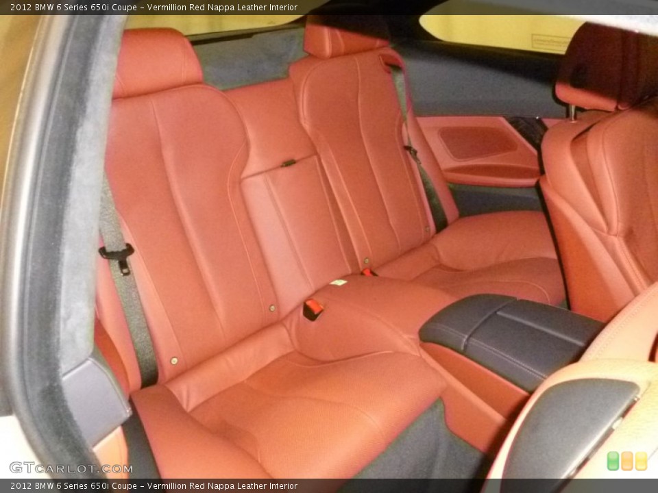 Vermillion Red Nappa Leather Interior Rear Seat for the 2012 BMW 6 Series 650i Coupe #61666351