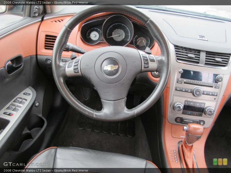 Ebony/Brick Red Interior Steering Wheel for the 2008 Chevrolet Malibu LTZ Sedan #61672760