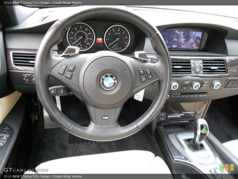 Cream Beige Interior Steering Wheel for the 2010 BMW 5 Series 535i Sedan #61719750