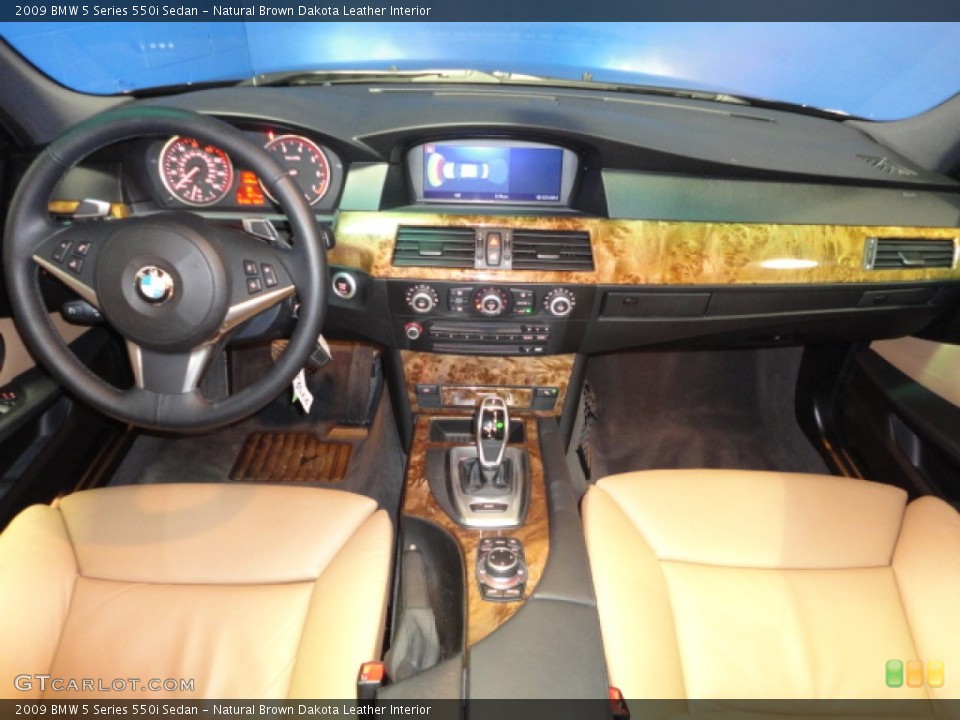 Natural Brown Dakota Leather Interior Dashboard for the 2009 BMW 5 Series 550i Sedan #61734282