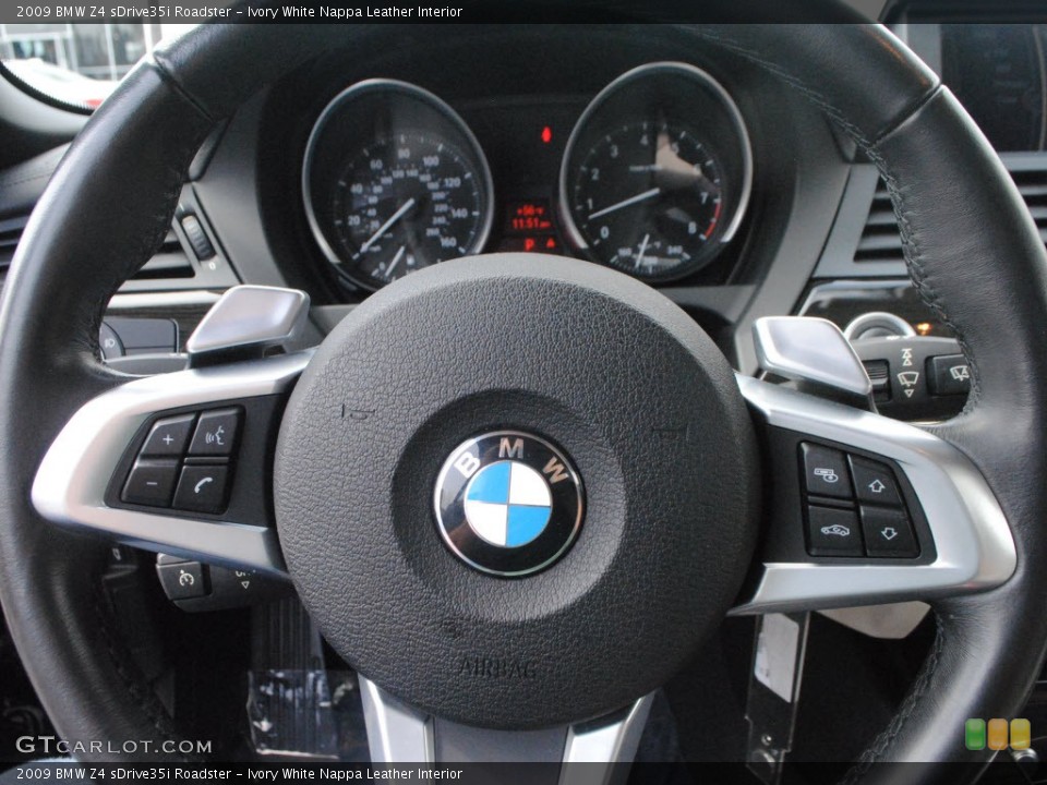 Ivory White Nappa Leather Interior Steering Wheel for the 2009 BMW Z4 sDrive35i Roadster #61745905