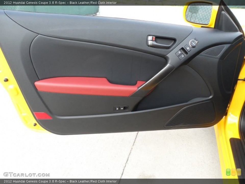 Black Leather/Red Cloth Interior Door Panel for the 2012 Hyundai Genesis Coupe 3.8 R-Spec #61751901