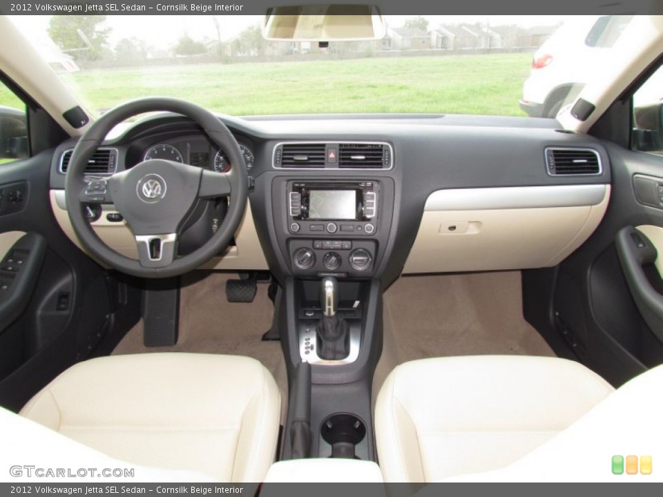 Cornsilk Beige Interior Dashboard for the 2012 Volkswagen Jetta SEL Sedan #61781831
