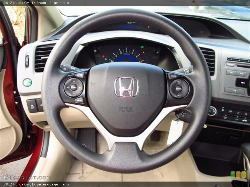 Beige Interior Steering Wheel for the 2012 Honda Civic LX Sedan #61784057