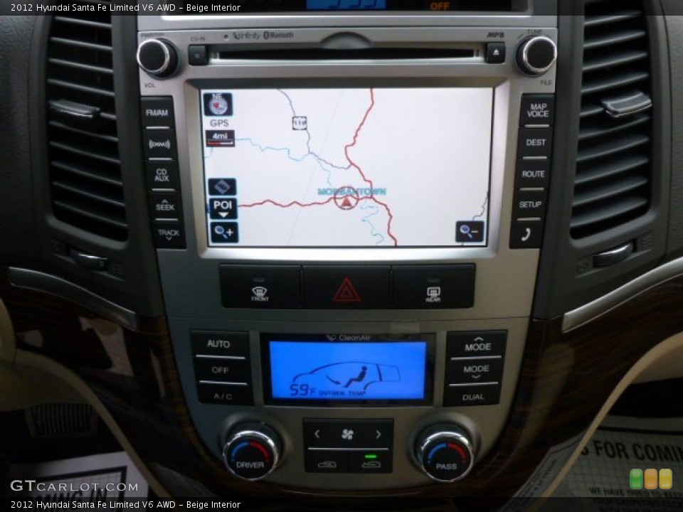 Beige Interior Navigation for the 2012 Hyundai Santa Fe Limited V6 AWD #61794317