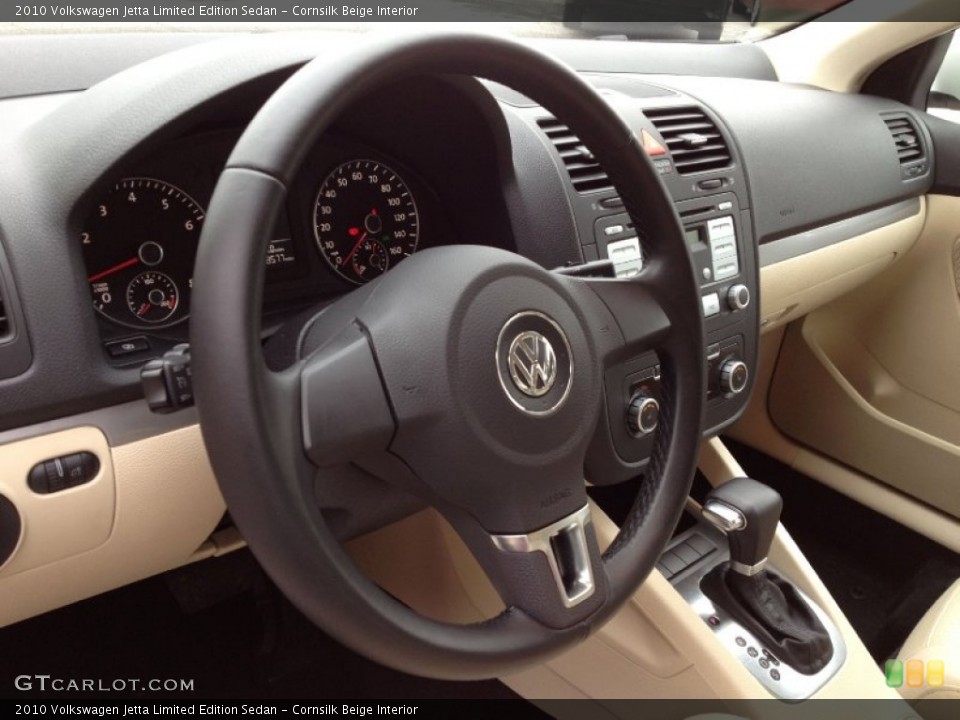 Cornsilk Beige Interior Steering Wheel for the 2010 Volkswagen Jetta Limited Edition Sedan #61805363