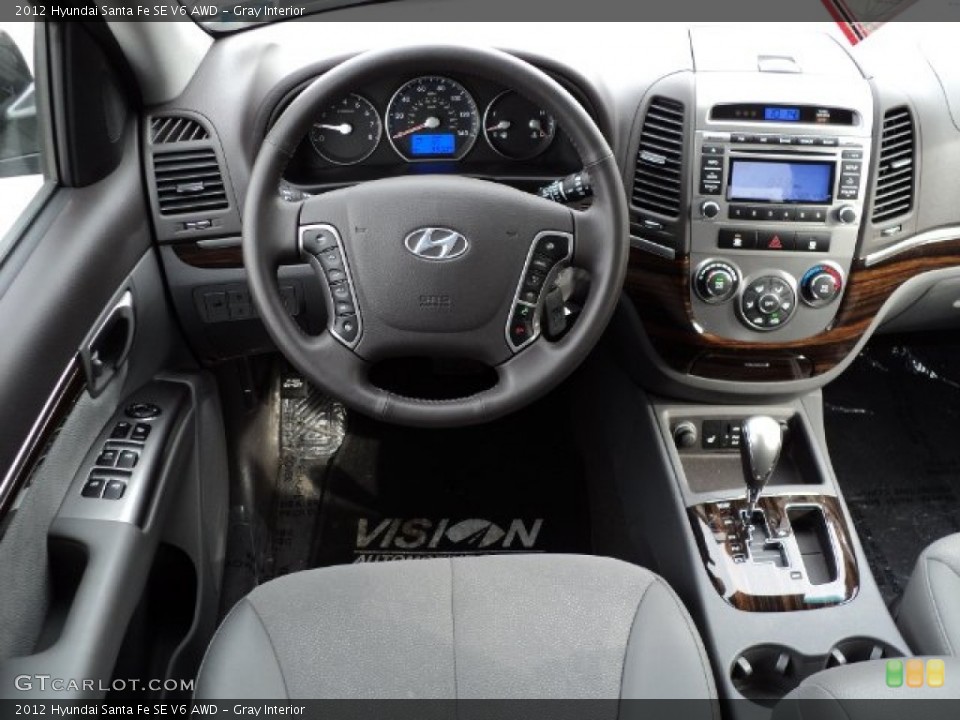 Gray Interior Dashboard for the 2012 Hyundai Santa Fe SE V6 AWD #61813970