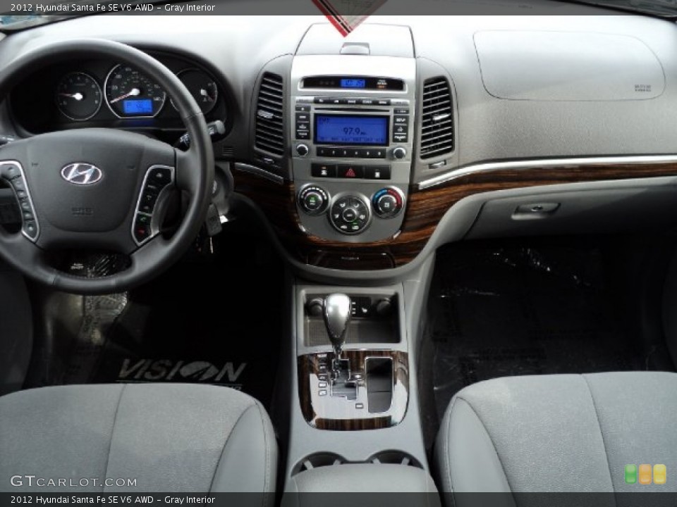 Gray Interior Dashboard for the 2012 Hyundai Santa Fe SE V6 AWD #61813979