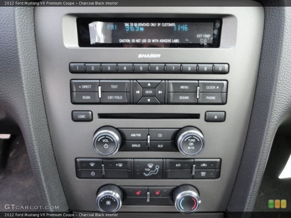 Charcoal Black Interior Controls for the 2012 Ford Mustang V6 Premium Coupe #61825067