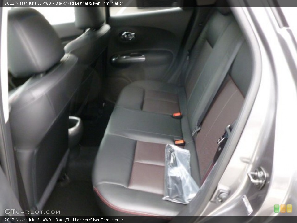 Black/Red Leather/Silver Trim Interior Rear Seat for the 2012 Nissan Juke SL AWD #61826264