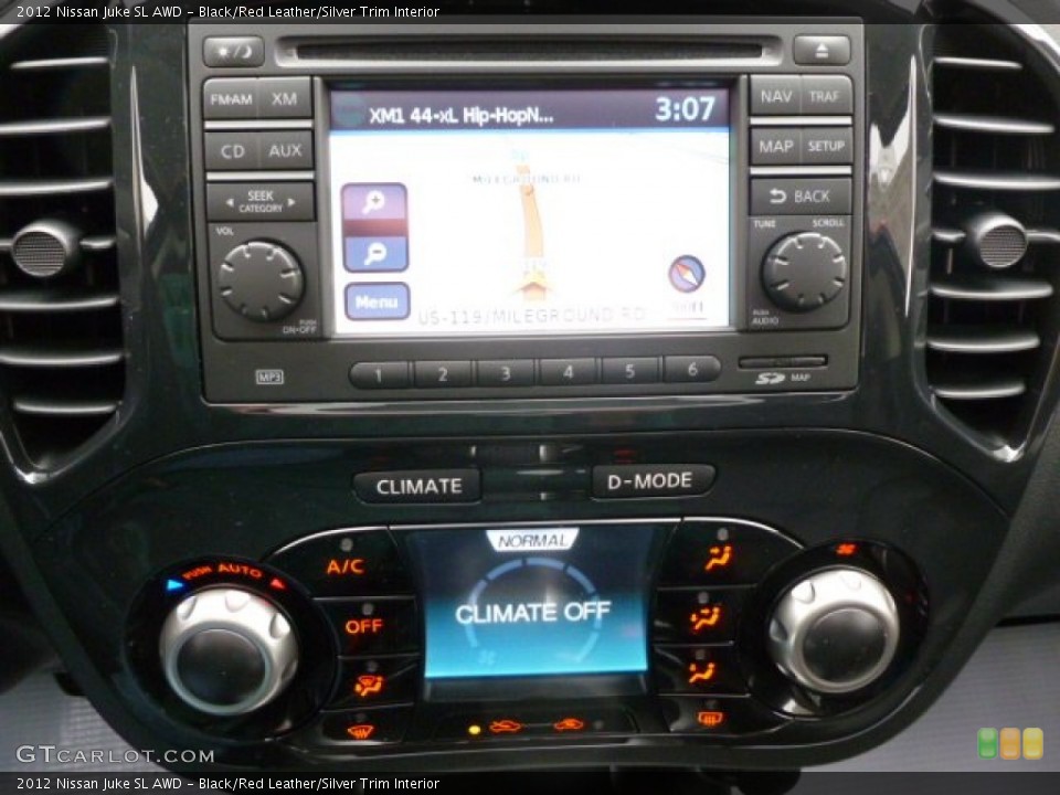 Black/Red Leather/Silver Trim Interior Controls for the 2012 Nissan Juke SL AWD #61826296