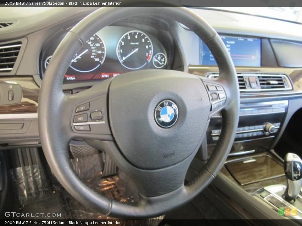 Black Nappa Leather Interior Steering Wheel for the 2009 BMW 7 Series 750Li Sedan #61836546