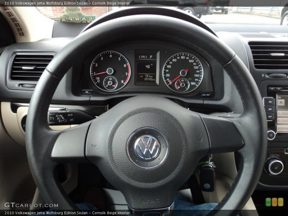 Cornsilk Beige Interior Steering Wheel for the 2010 Volkswagen Jetta Wolfsburg Edition Sedan #61851828