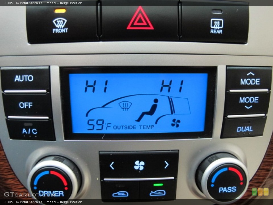 Beige Interior Controls for the 2009 Hyundai Santa Fe Limited #61853405