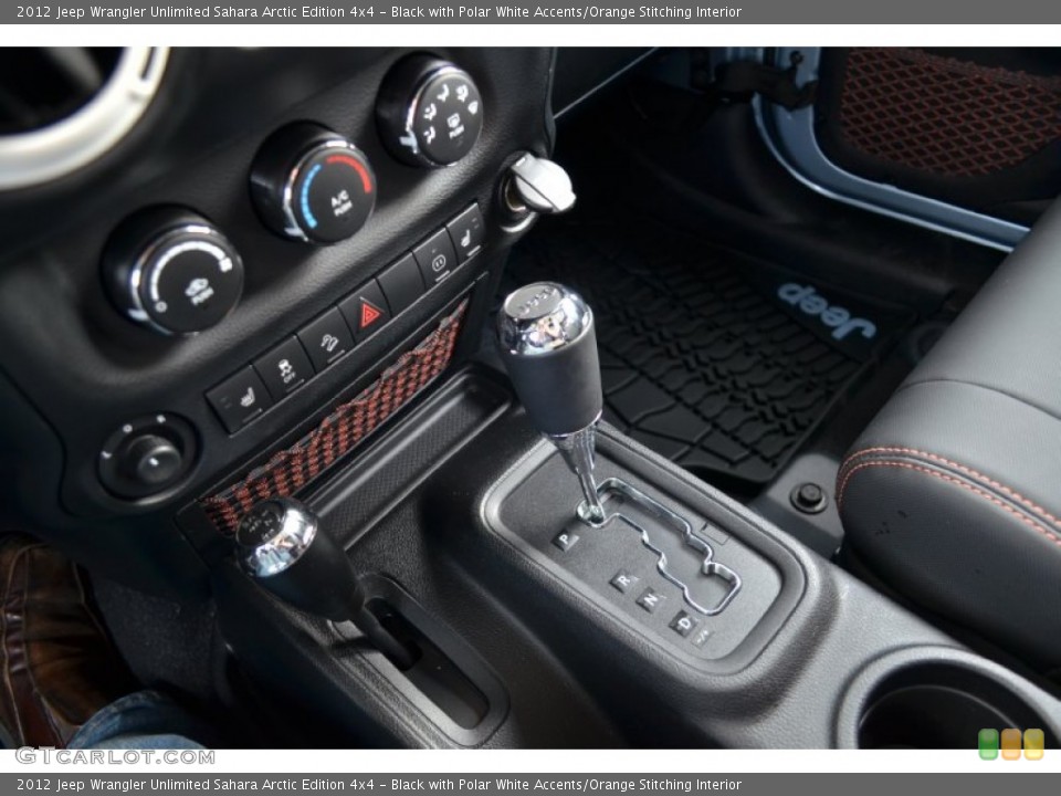 Black with Polar White Accents/Orange Stitching Interior Transmission for the 2012 Jeep Wrangler Unlimited Sahara Arctic Edition 4x4 #61875187