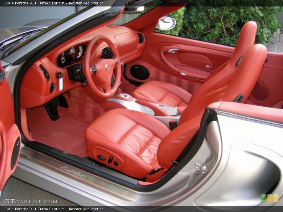 Boxster Red Interior Photo for the 2004 Porsche 911 Turbo Cabriolet #61881276