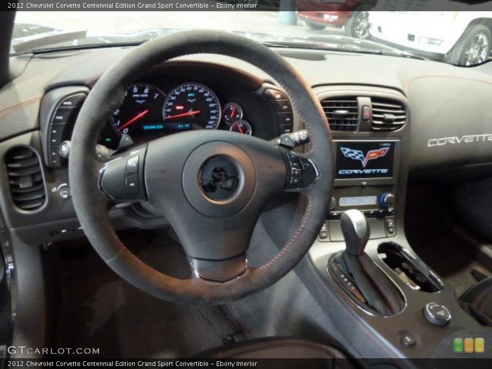 Ebony Interior Steering Wheel for the 2012 Chevrolet Corvette Centennial Edition Grand Sport Convertible #61916170