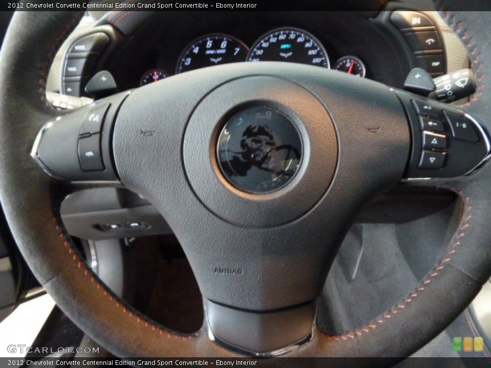 Ebony Interior Steering Wheel for the 2012 Chevrolet Corvette Centennial Edition Grand Sport Convertible #61916188
