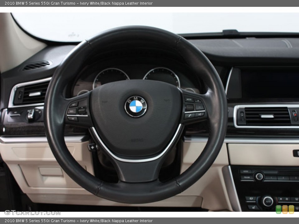 Ivory White/Black Nappa Leather Interior Steering Wheel for the 2010 BMW 5 Series 550i Gran Turismo #61927789