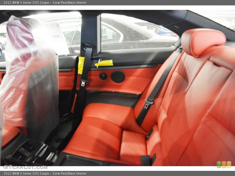 Coral Red/Black Interior Rear Seat for the 2012 BMW 3 Series 335i Coupe #61945730