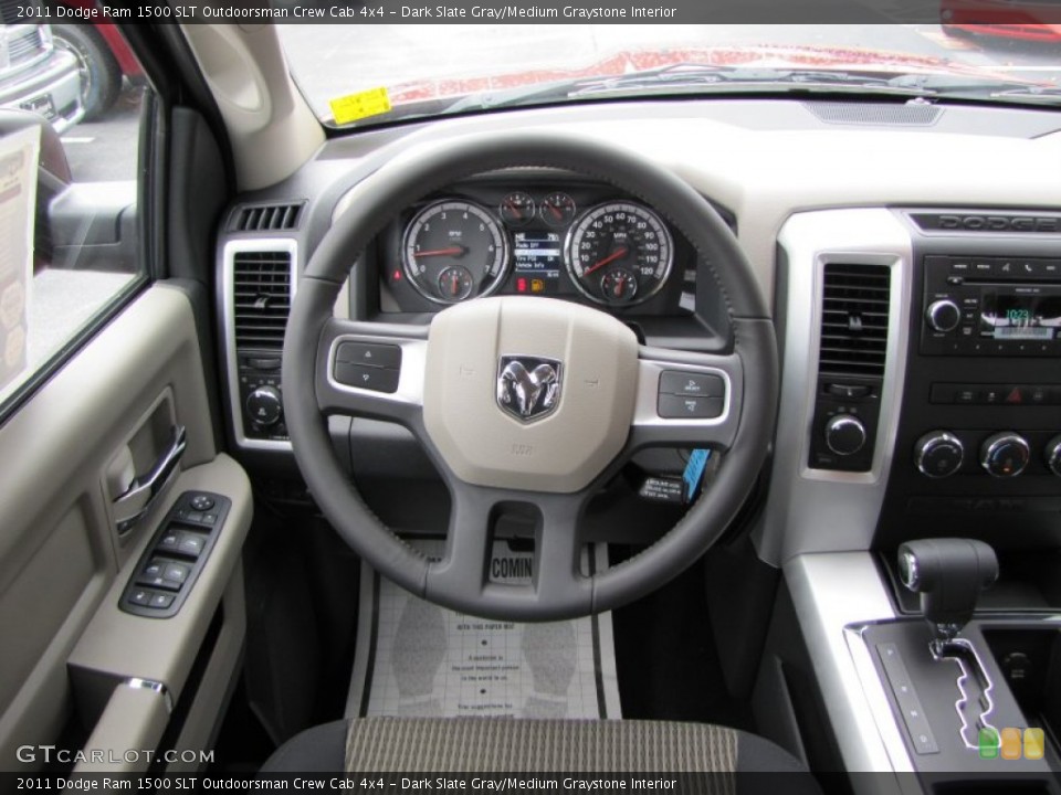 Dark Slate Gray/Medium Graystone Interior Steering Wheel for the 2011 Dodge Ram 1500 SLT Outdoorsman Crew Cab 4x4 #61973250