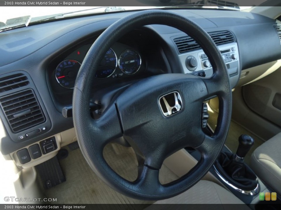 Beige Interior Steering Wheel for the 2003 Honda Civic Hybrid Sedan #61973574