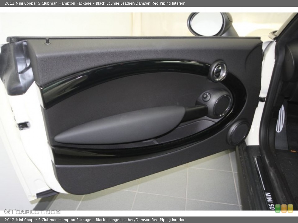 Black Lounge Leather/Damson Red Piping Interior Door Panel for the 2012 Mini Cooper S Clubman Hampton Package #61992315