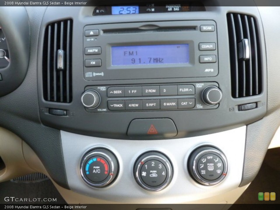 Beige Interior Controls for the 2008 Hyundai Elantra GLS Sedan #62003181
