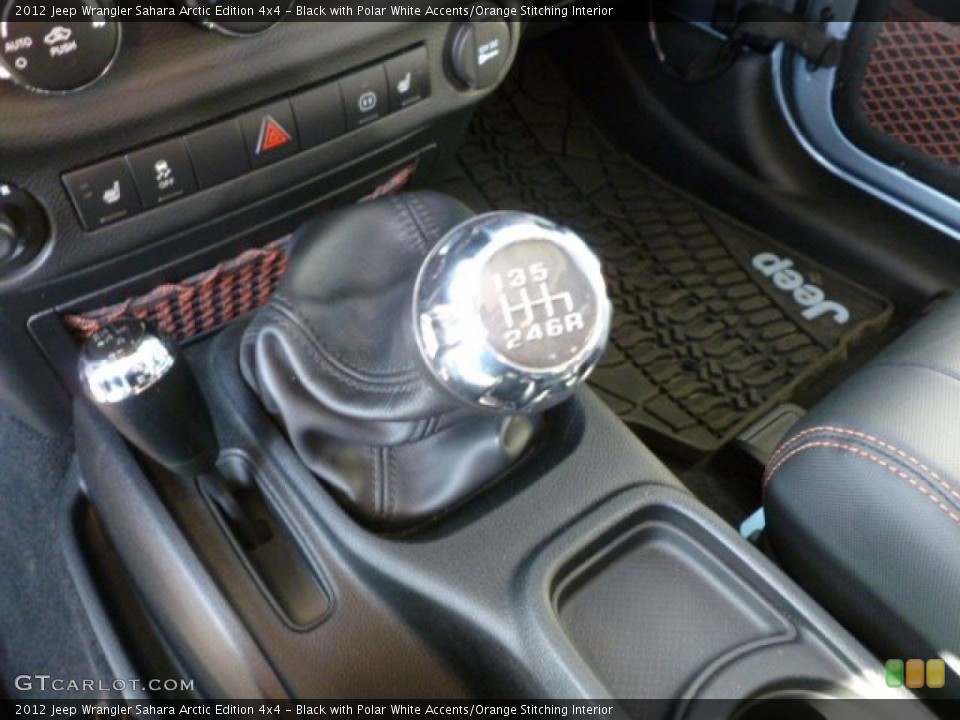 Black with Polar White Accents/Orange Stitching Interior Transmission for the 2012 Jeep Wrangler Sahara Arctic Edition 4x4 #62033488