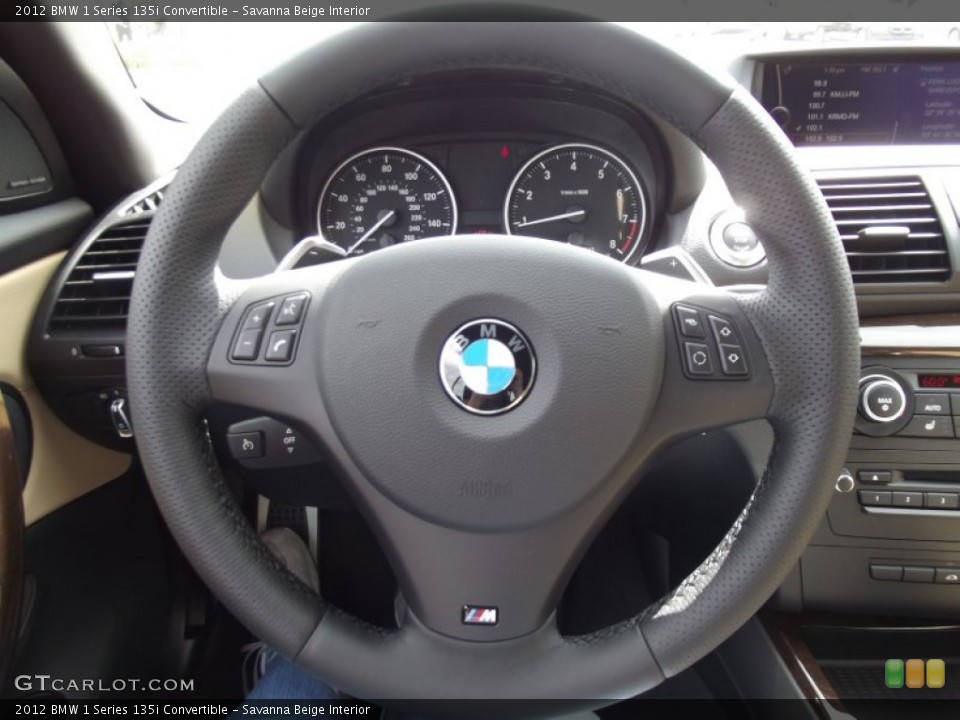 Savanna Beige Interior Steering Wheel for the 2012 BMW 1 Series 135i Convertible #62054946