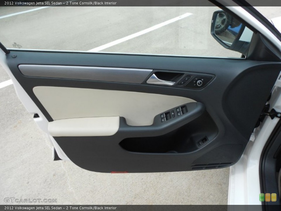 2 Tone Cornsilk/Black Interior Door Panel for the 2012 Volkswagen Jetta SEL Sedan #62060844