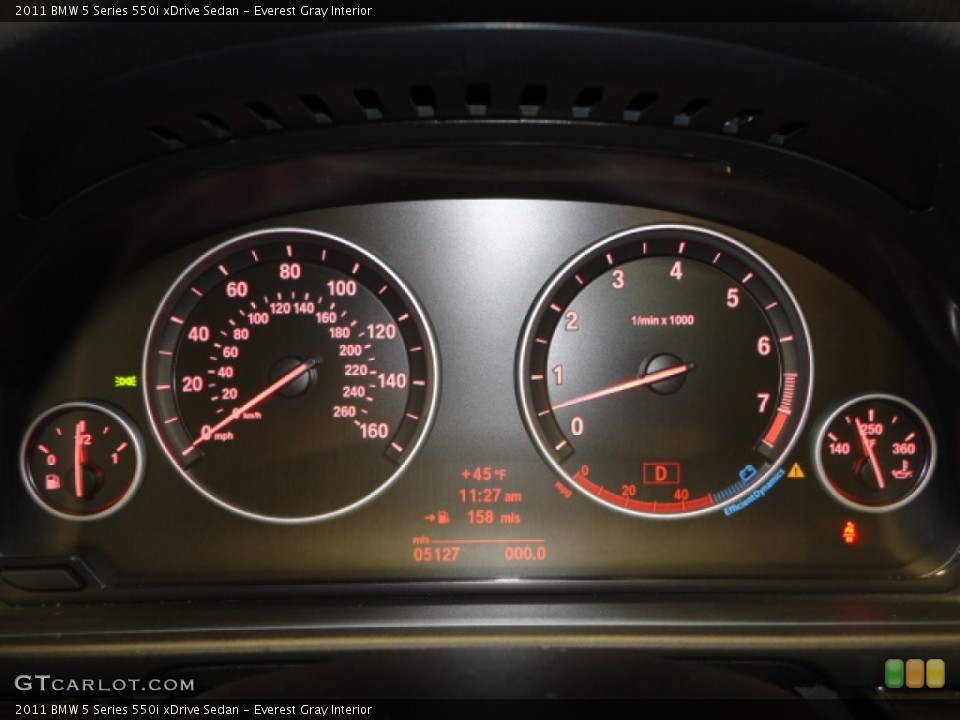 Everest Gray Interior Gauges for the 2011 BMW 5 Series 550i xDrive Sedan #62065705